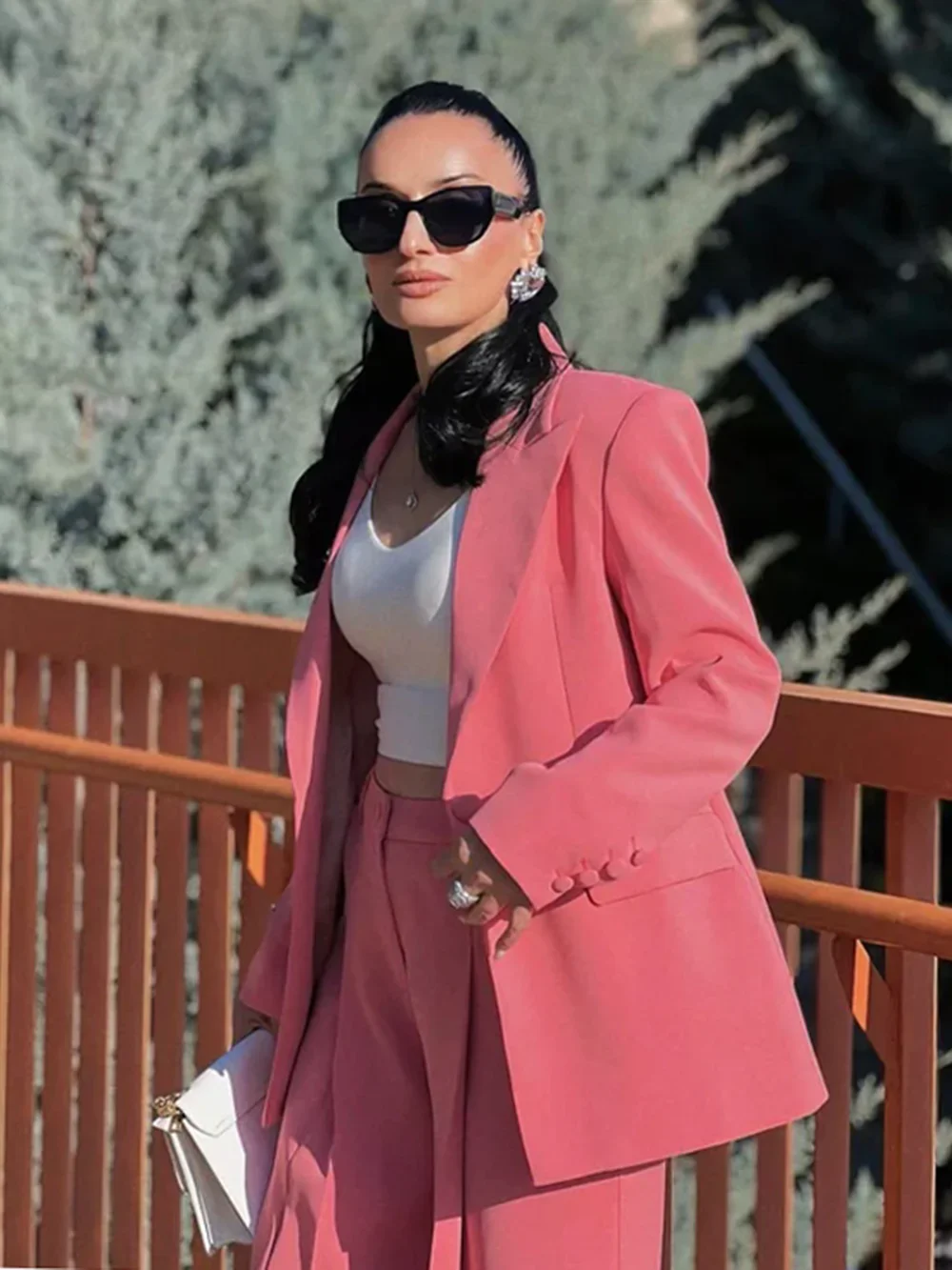 Modphy New arrivals 2024 Designer Suit Set Women's Embroidery hollow out Single Button Blazer Wide Legs Pants Suit 2pcs Outfit