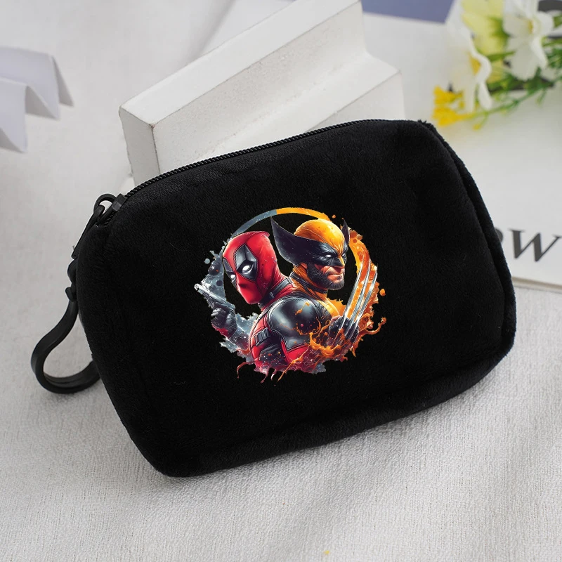 Deadpool Wolverine Plush Coin Purse Portable Movie Cartoon Print Childern Adult Wallet Bag Teenage Coin Bank Card Storage Bag