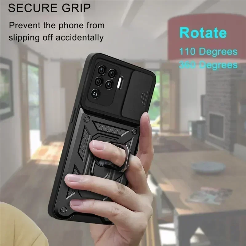Бронированный противоударный чехол для OPPO A94 4G A93 F17 F19 Pro, магнитный автомобильный держатель, кольцо, задняя крышка для камеры Reno 4 5 Lite, защитная оболочка