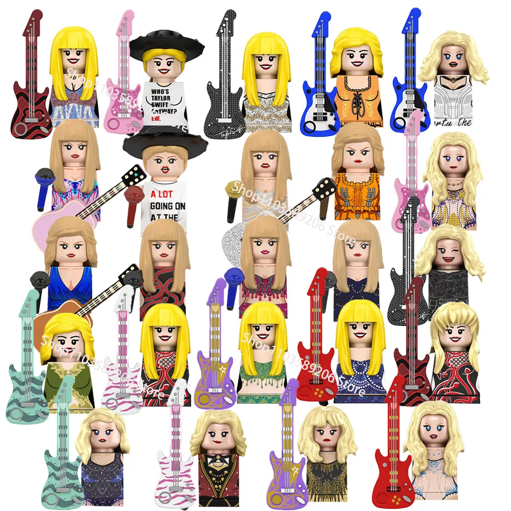 LG1015 Singers Taylor-Swifts Model Building Blocks MOC Assemble Compatible Puzzle Education Toys Bricks Children\'s Birthday Gift