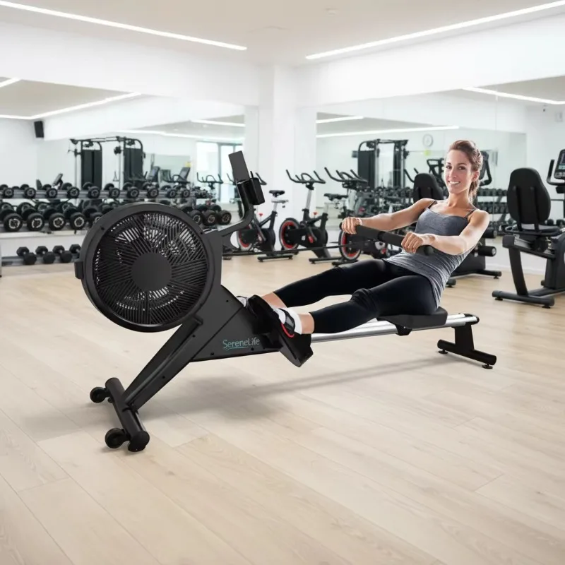YTYIN Compact Foldable Silent Steel Air Rower Rowing Machine Lithium Battery 10-Level Adjustable Resistance For Home Use Apartme
