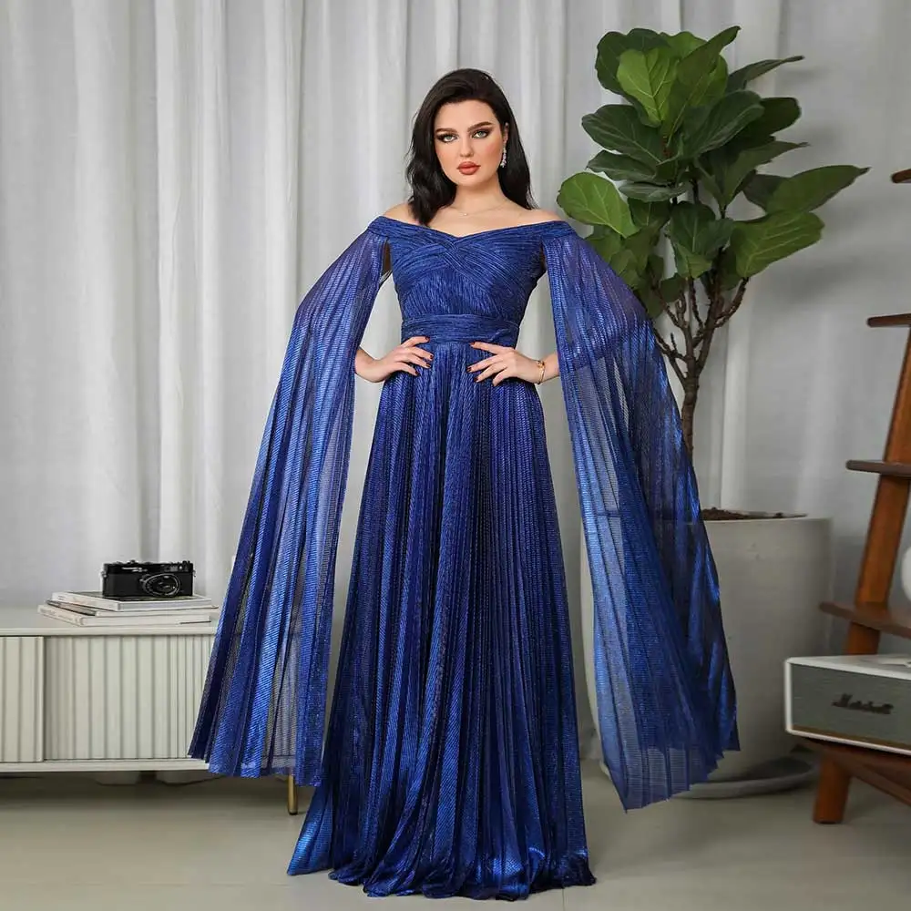 

Customized Classic Tulle Evening Dress Lace-up A-line Boat Neck Off Shoulder Saudi Arabian Women's Elegant Formal Occasion Party