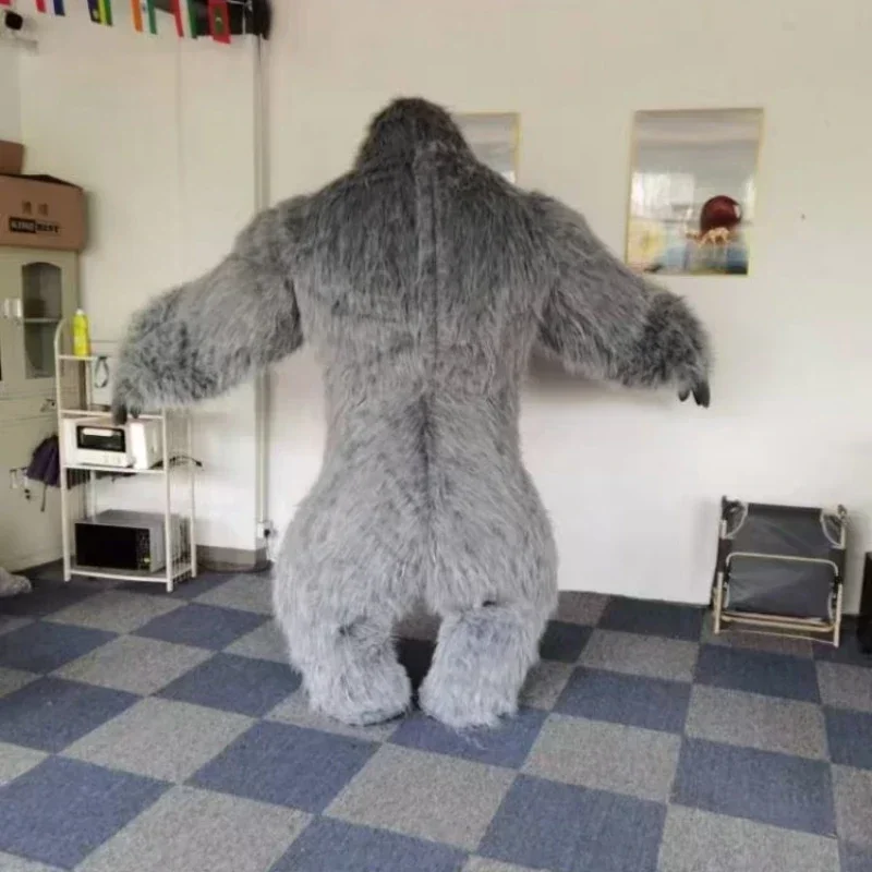 Gorilla Costume Real Life Inflatable  Full Mascot Suit Giant Adult Fur Gorilla Cosplay Fancy Dress for Events Party