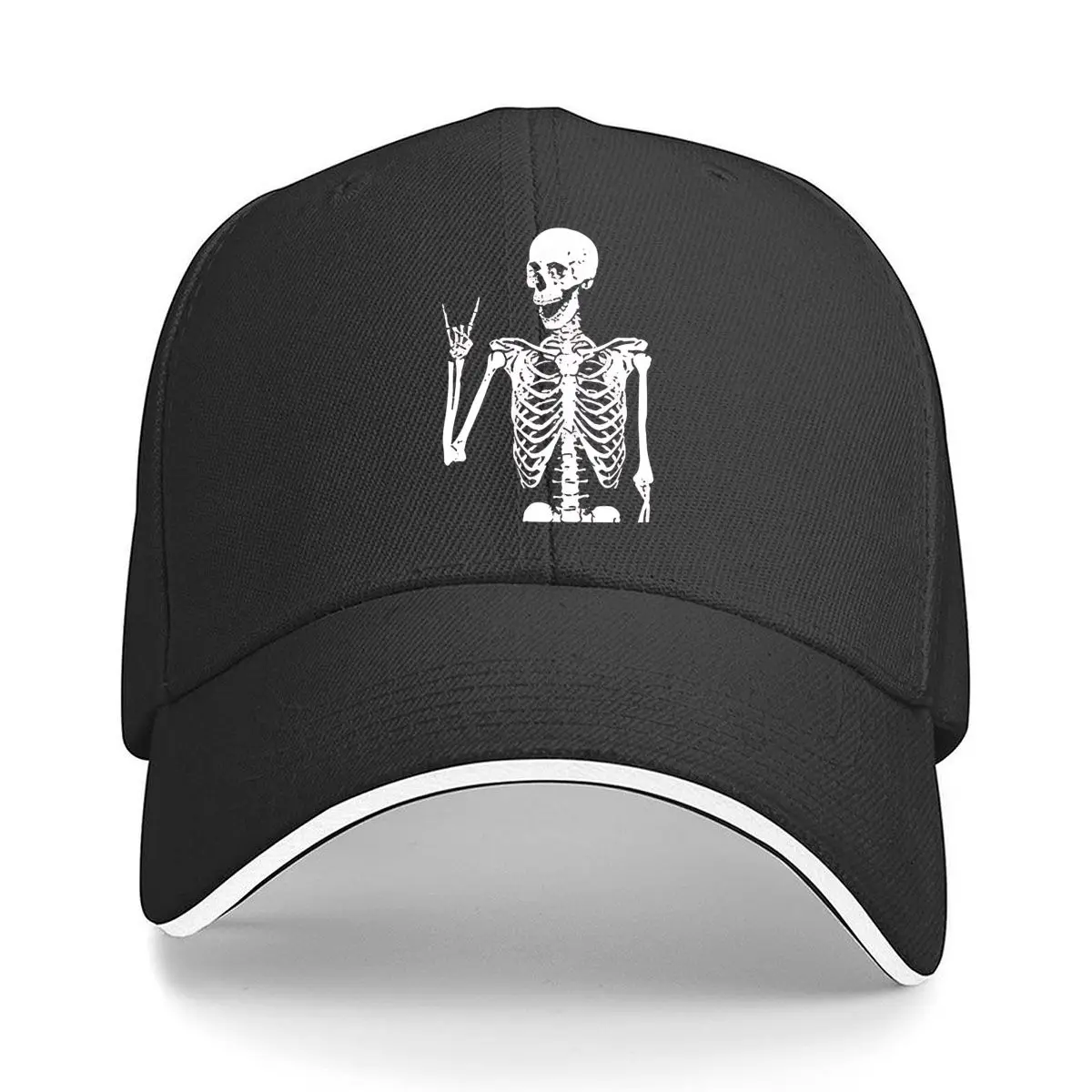 Sleep Deprived Skeleton Graphic Sandwich Baseball Cap