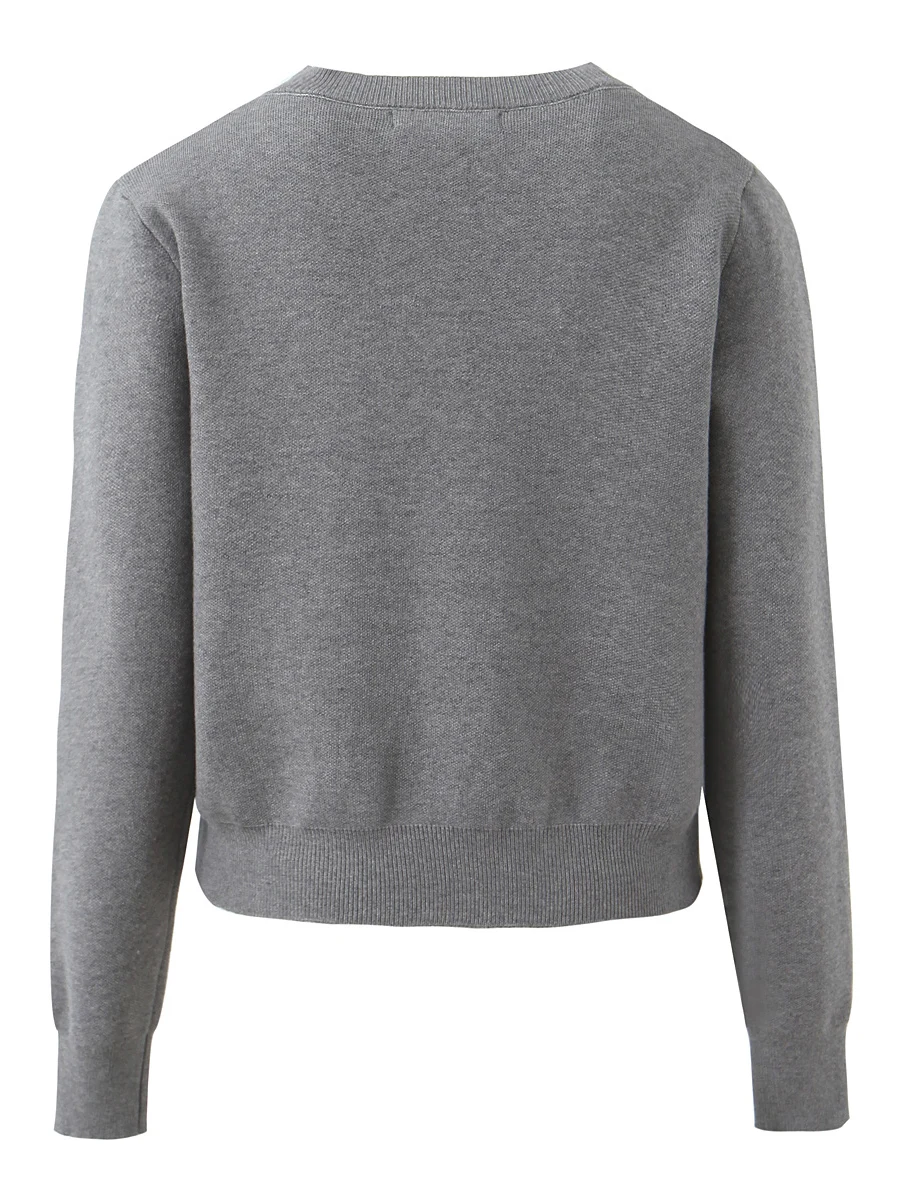 American Sle Vintage Simple correspondant ample bouton unique rond Ne Long Sve tricoté pull Cardigan deux pièces ensemble