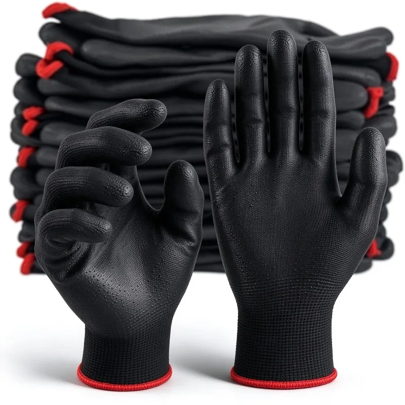 5/10Pairs Black Coated Gloves Work Gloves Repair Gloves Gardening Gloves Utility Gloves Workshop Handling Gloves General Purpose