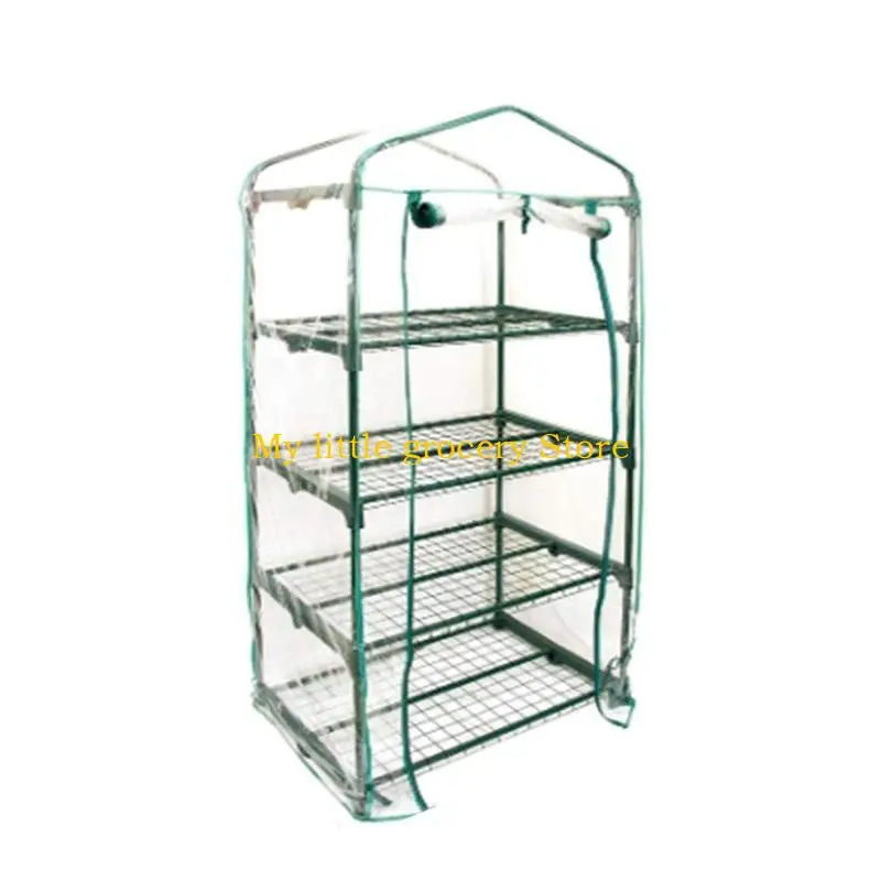 D5BD 2/3/4/5 Tier Greenhouse PVC Cover wih Roll-Up Zipper Door Plant Grow Bags Foldable Transparent Tent Planting Supplies