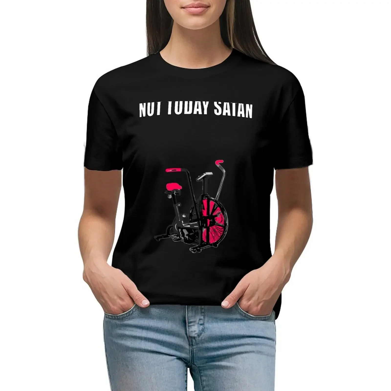 

not today satan air assault bike crossfit shirt T-Shirt cute tops vintage clothes sublime korean fashion tops Women
