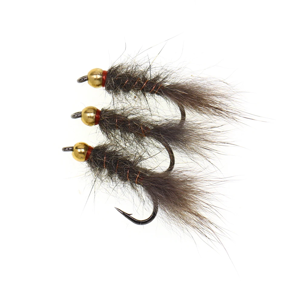 5/6 piezas # 12 # 14 Señuelos de Pesca con Cuentas de Latón, Ninfas Artificiales, Pequeños Peces Artificiales, Moscas para Pesca con Mosca, Señuelos para Trucha, Pescada y Perca