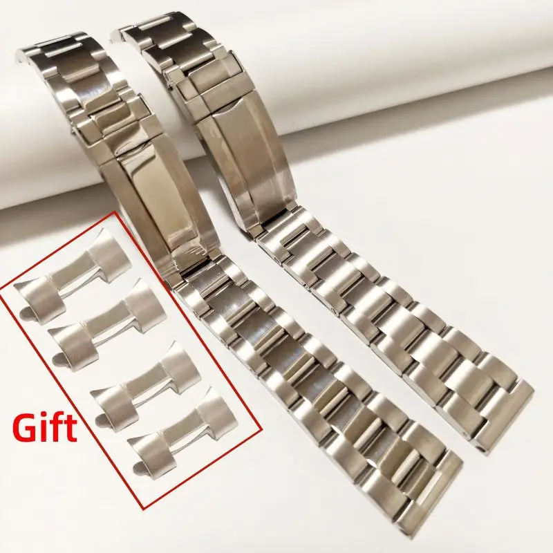 

20mm 22mm Silver Oyster Stainless Steel Straight Curved End Universal Watch Strap Band Bracelet for RLX SKX Watch