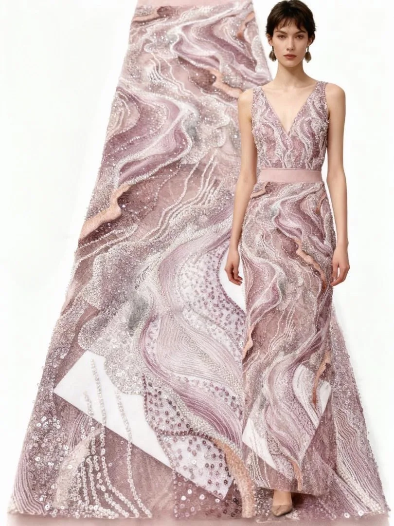 Модное африканское нигерийское кружево с вышивкой бисером, 2024, элитная роскошная французская сетчатая кружевная ткань с блестками для свадебного платья для женщин