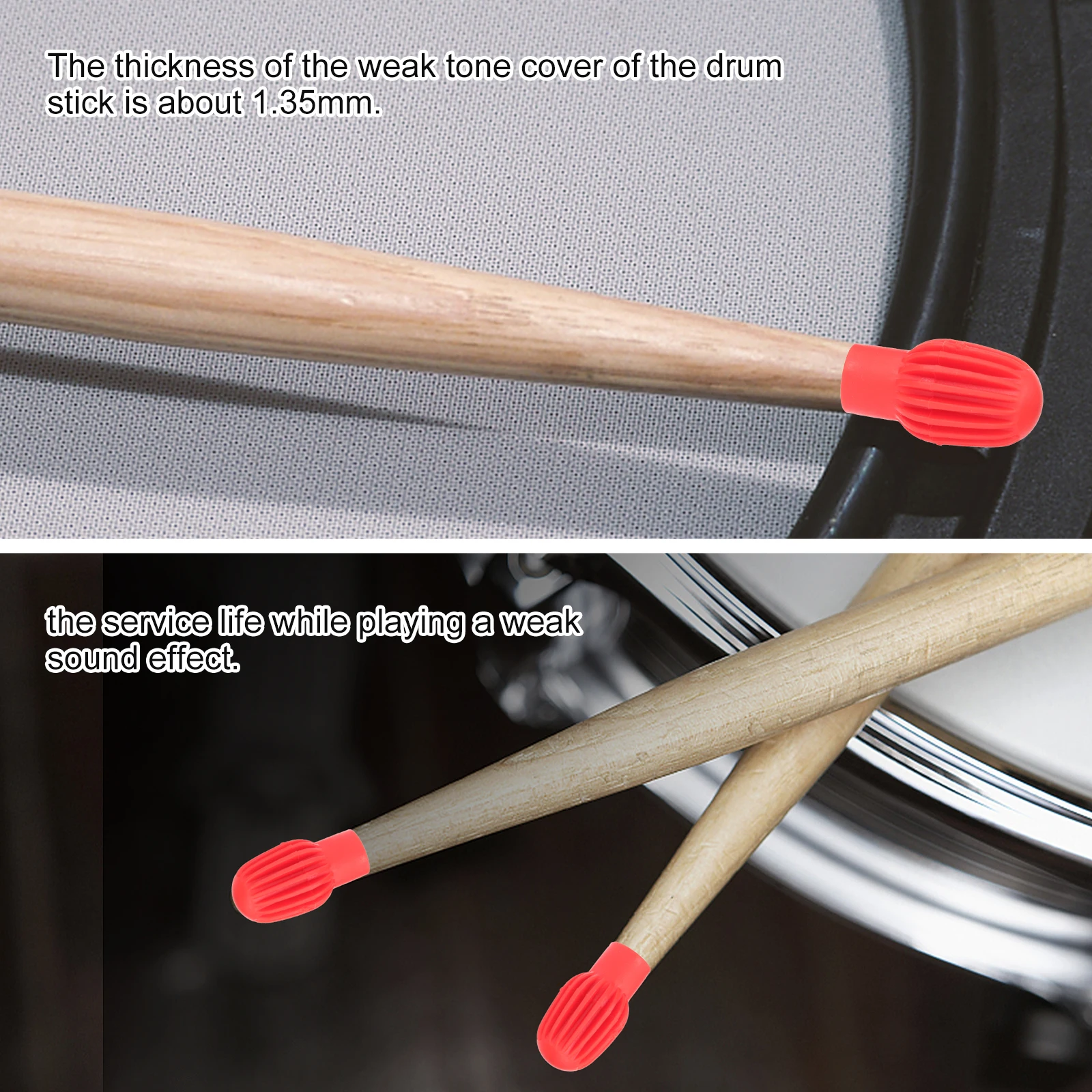 

2 Pcs Drum Stick Silicone Case Head Protective Covers Drumstick Fittings Protectors Caps For Supplies Tips