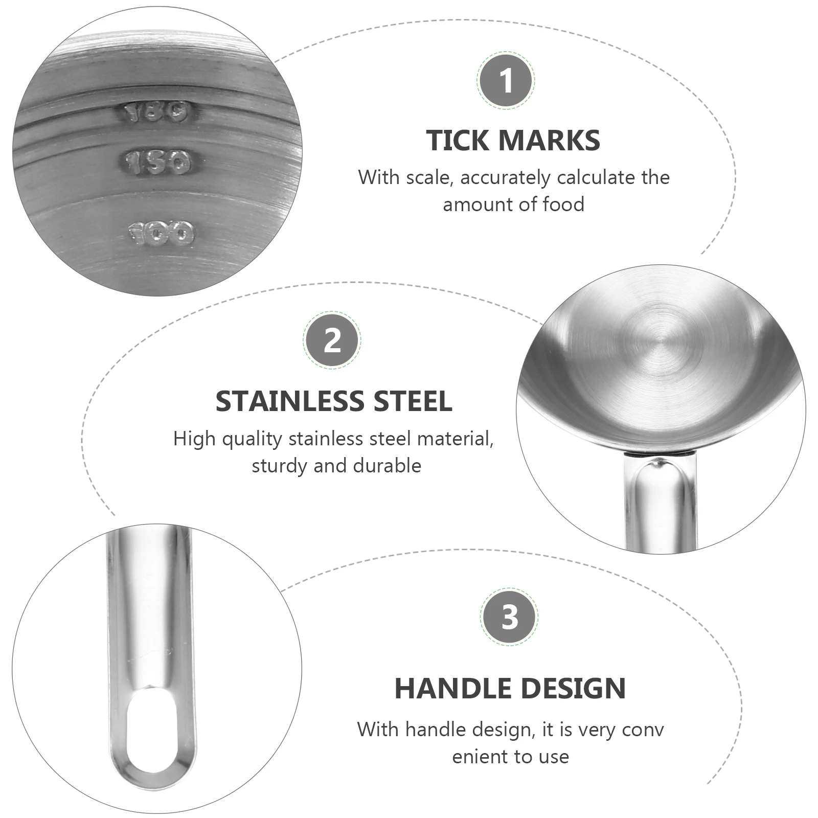 

2Pcs Stainless Steel Measuring Spoons Set Kitchen Baking Tools for Rice Flour Cereals Scoops Household Ladles Grain Shovels Food