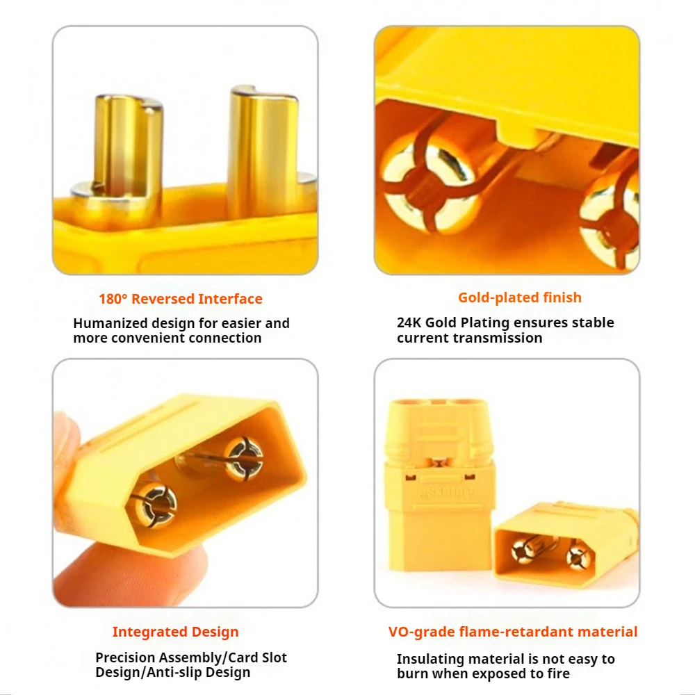 

5PCS MR30PW-M/F Battery Charging Connector DC500V 15A Gold-plating 3Pin Horizontal Curved Foot Male/Female Power Charging Plug