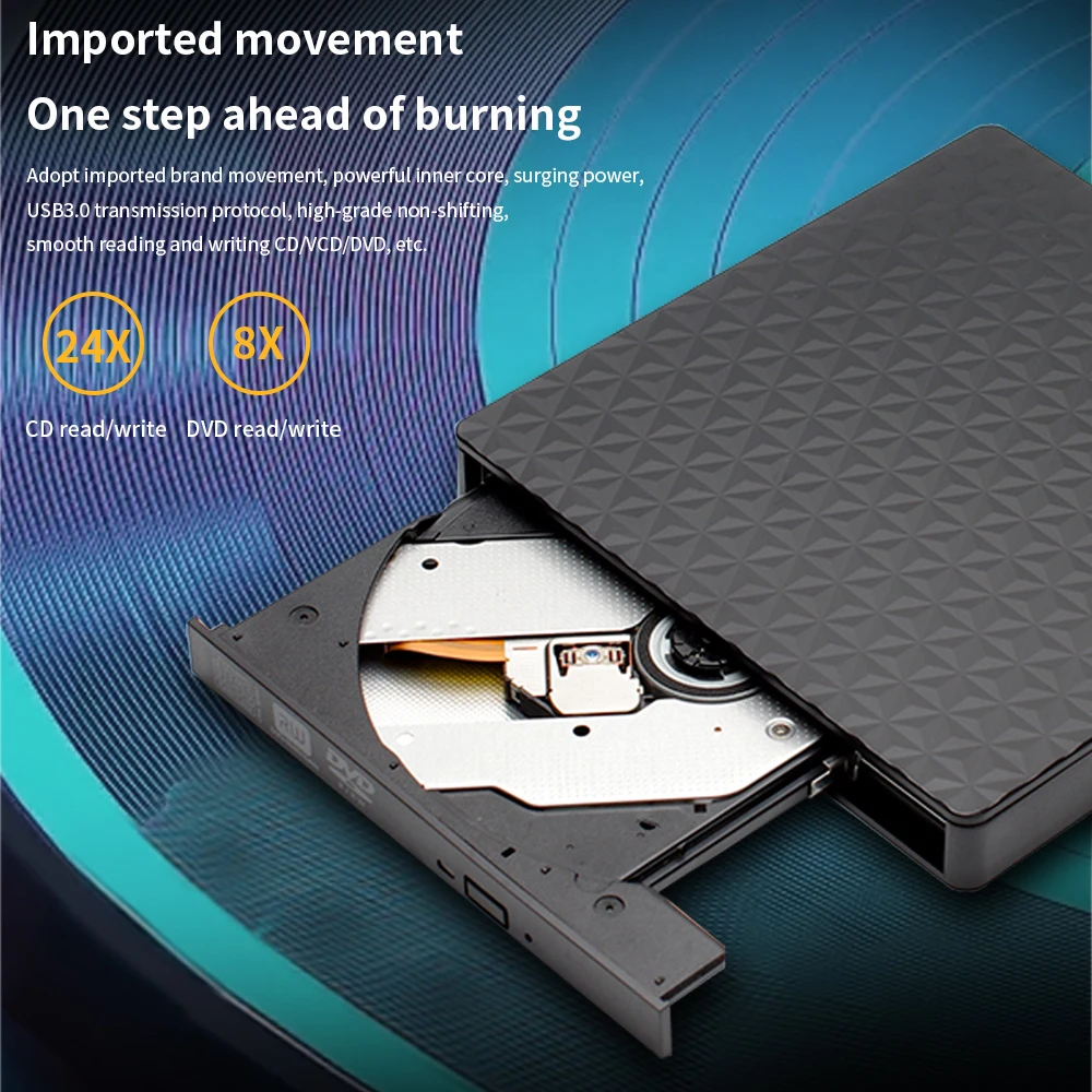 Внешний привод DVD CD TISHRIC, USB 3.0 Type C, кабель для CD, DVD, RW, записывающее устройство, оптический проигрыватель, совместим с ПК и ноутбуком