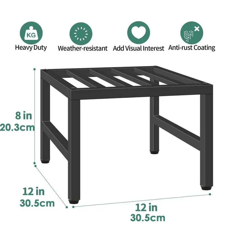 Espositore per piante con cuscinetti antiscivolo Scaffale per fioriera stabile Staffa di base in ferro battuto resistente Robusto supporto per piante in metallo