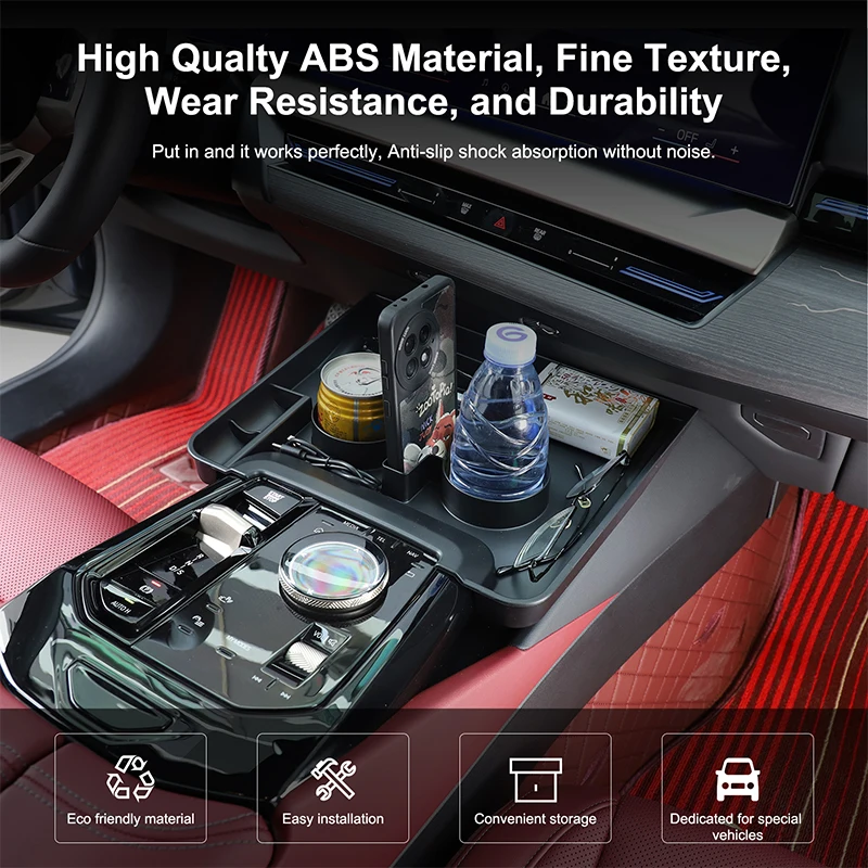 ABS For BMW 5 Series G60 2024 2025 Car Center Console Tea Cup Holder Storage Box Multifunctional Tray Car tool Accessories