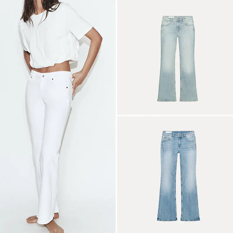 

Low Waist Bell Bottom Jeans Women's Fashion Slimming Denim Pants Straight Leg Micro Stretch Summer Collection Zadata Brand