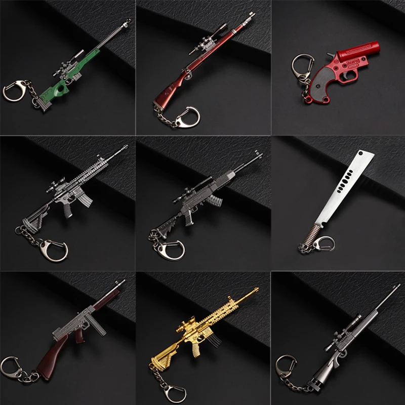 PUBG Keychain Playerunknowns Battlegrounds Keychain M24 AWM M4A1 AKM Keyring Key Chain Ring Jewelry Keychain Gun Keychain