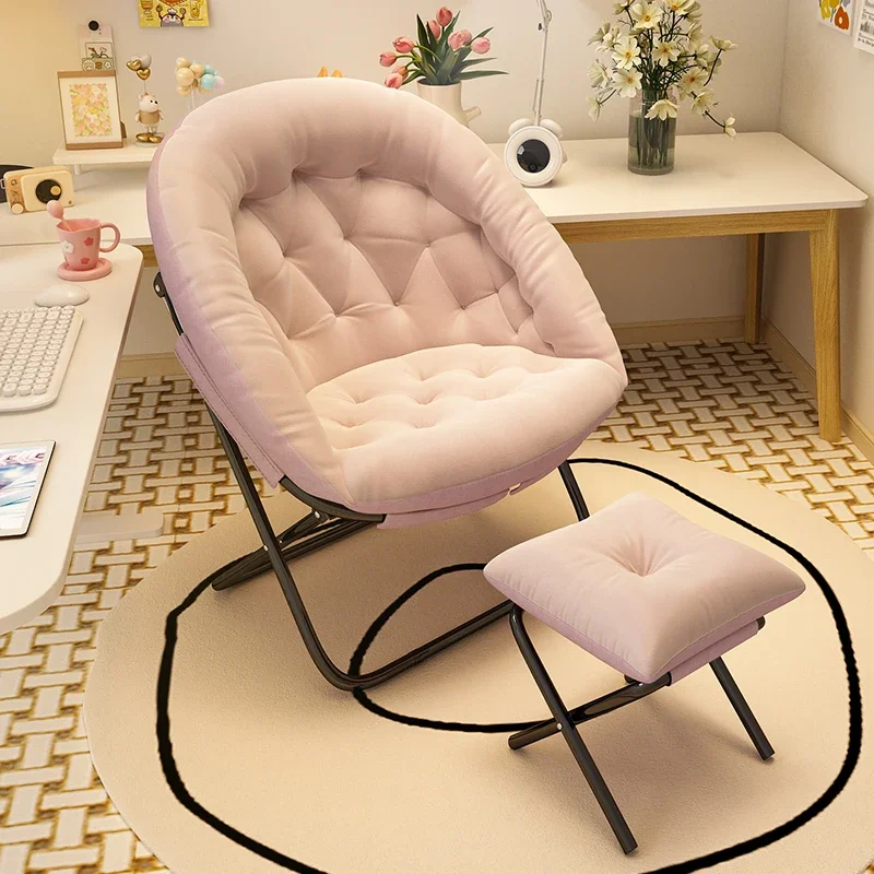 

F47 Bay Window Pink Study Chair, Simple Modern Lazy Small Sofa, Double Fabric Backrest, Soft Tatami Seat, Cozy Teddy Fleece Seat