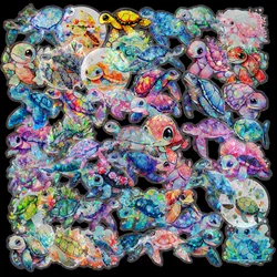 50 Pcs Transparent Laser Turtle Stickers, Colorful DIY Luggage, Phone Case, Notebook Stickers