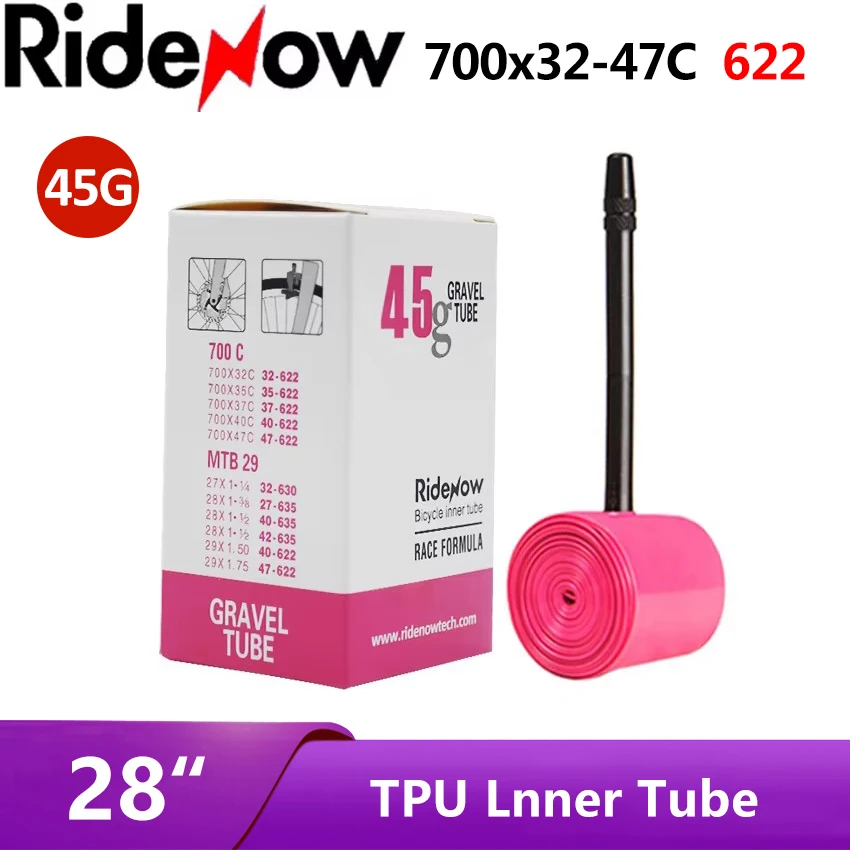 

45G RideNow TPU 700C Внутренняя трубка для шоссейного велосипеда 700x32C 35 38 40 42 45 47C Клапан для шин Французская камера для велосипеда MTB 29x1,5 1,75 1,9 Шина