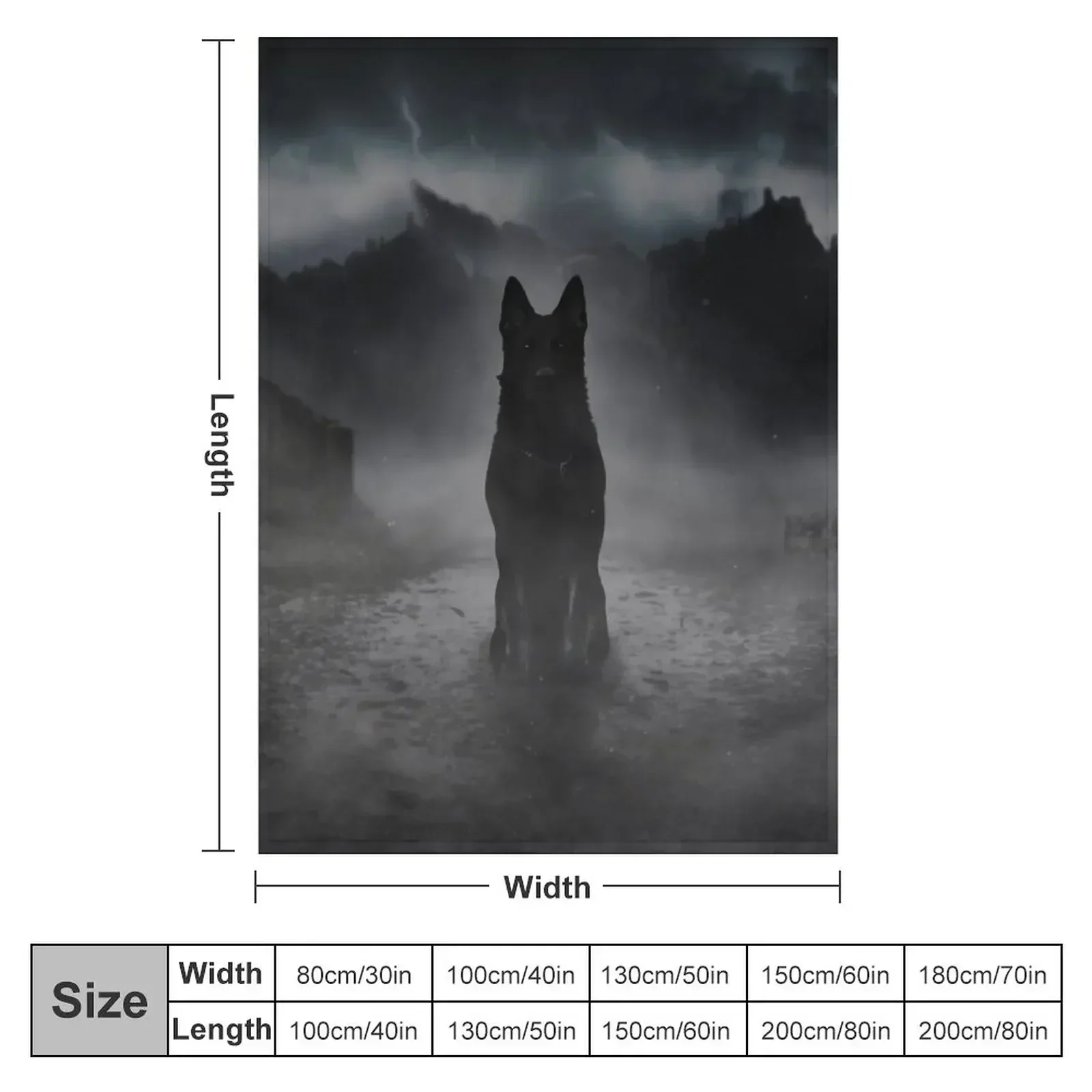 Black german shepherd in the fog Throw Blanket Shaggy Polar Soft Blankets