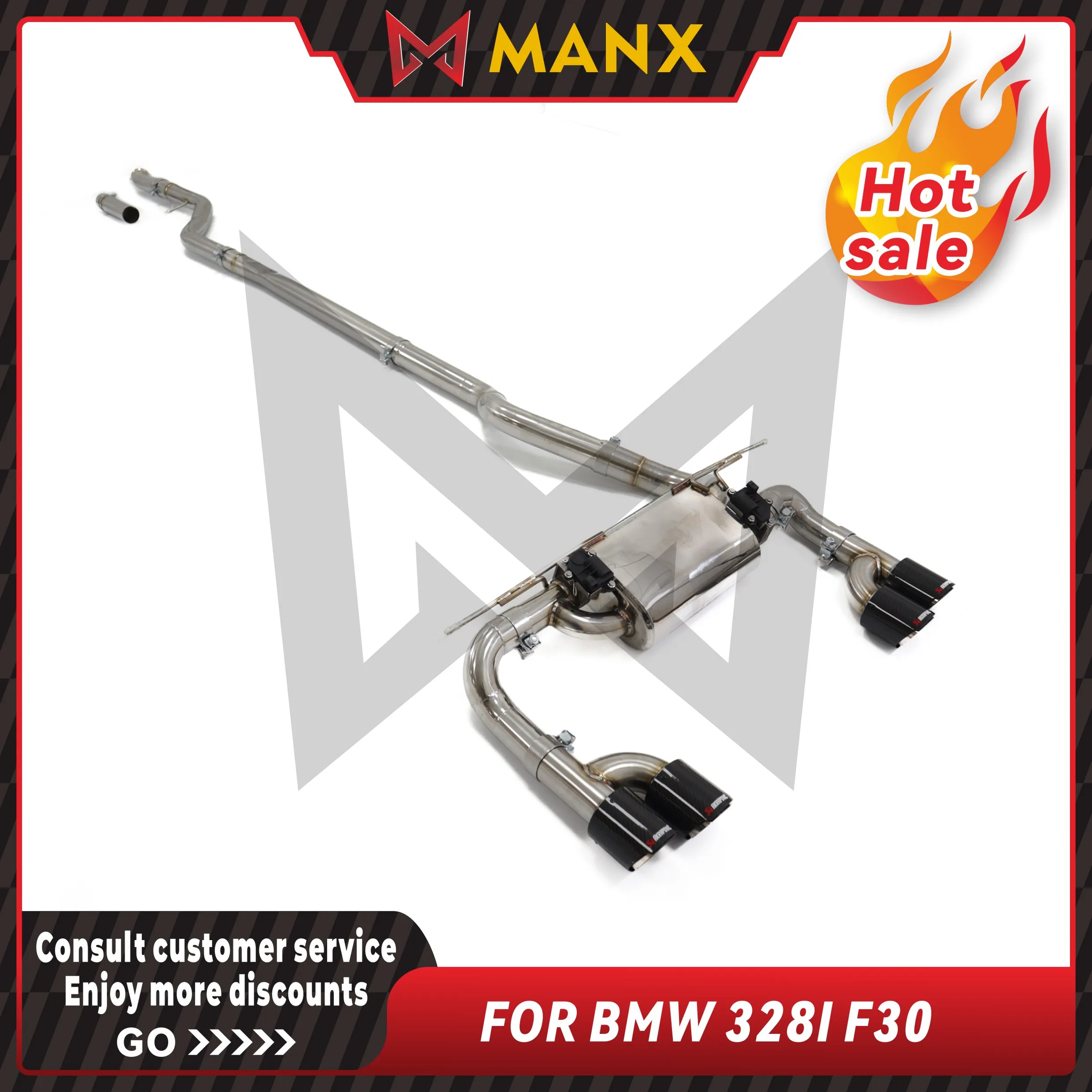 

Performance Cat-Back Exhaust for BMW 328I F30 Stainless Steel Increased HP Aggressive Sound Direct Fit