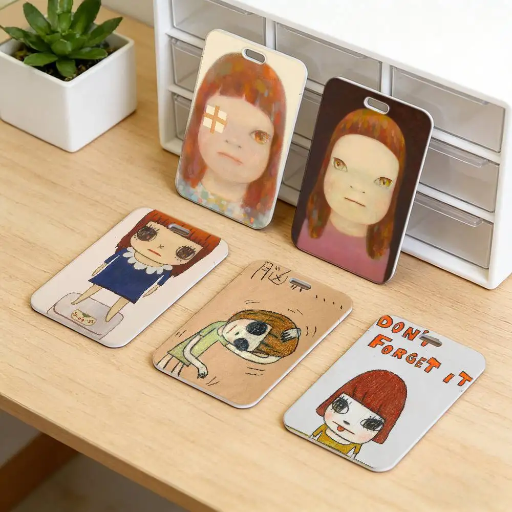 Yoshitomo Nara Art Soft Neck Lanyard with Plastic ID Card Cover, Lightweight Employee Work Pass Holder, Durable Badge Case.