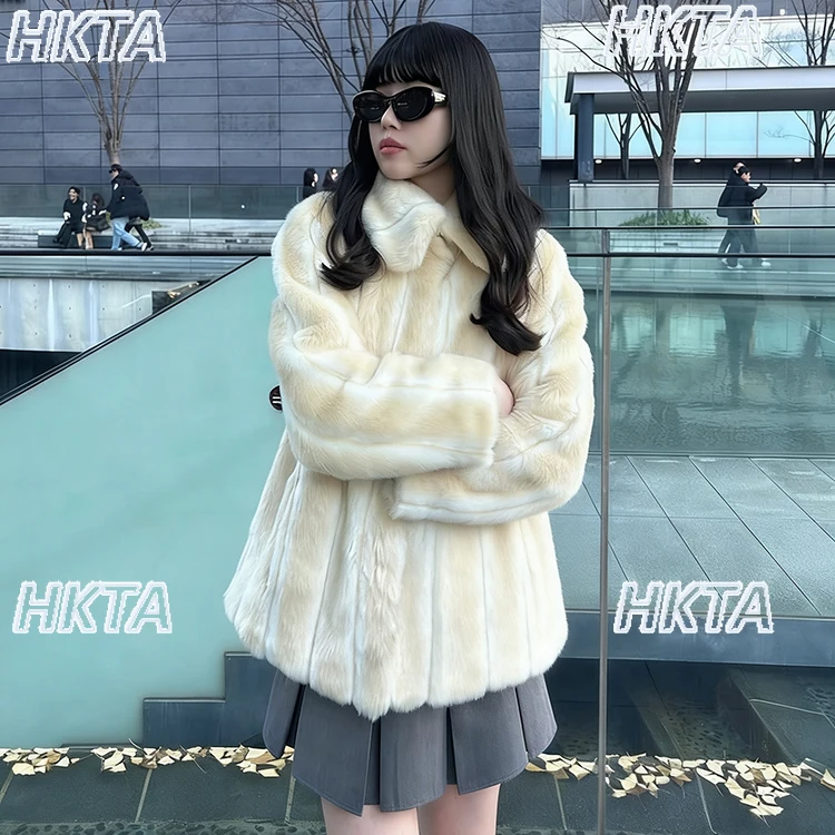 

Japanese Elegant Temperament Lapel Imitation Thick Warm Fur Jacket 2025 Winter Warm Sweet Fashion Loose Belt Waist Coat Women