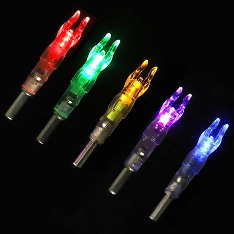 자동 조명 활 스트링 활성화 LED 조명 녹, ID 6.2mm 화살대 양궁 액세서리 사격 사냥용, 3 개