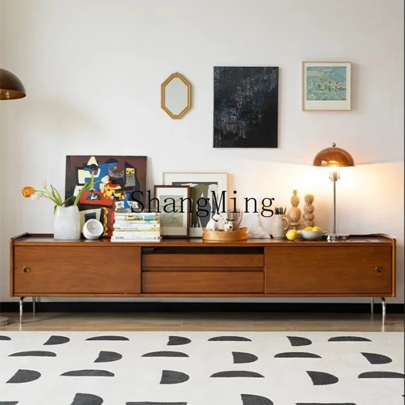 

SM retro TV cabinet solid wood home combination storage living room coffee table simple TV