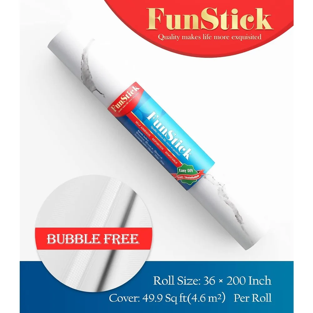 ورق اتصال رخامي مقاوم للماء لأسطح المطبخ - 36 × 200 ورق جدران قابل للتقشير واللصق من الرخام الأبيض #6