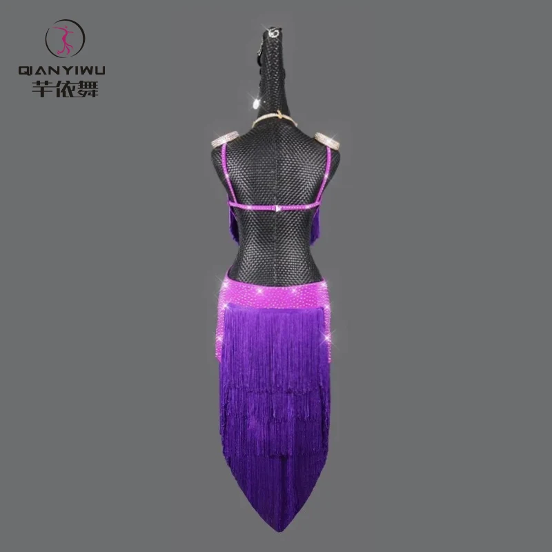 Latin Dance Costume Dress For Prom Stand Ballroom Skirt Women Match Stage Tassel Clothes Female Sports Suit Line Girl Party Wear