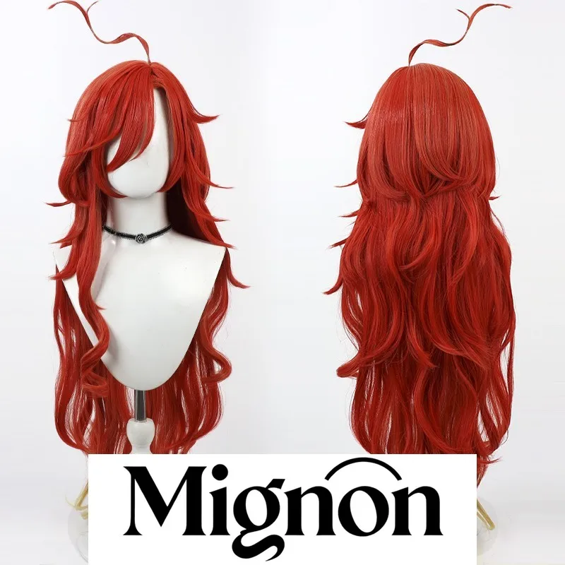 

Парик для косплея Genshin Impact Mavicka Pyro Archon, многоцветная градиентная кожа головы, многослойная колючая 90 см