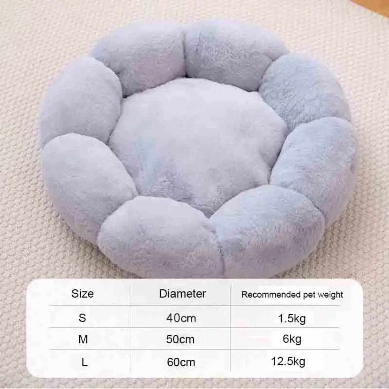 Fashionable and Cozy Washable Cat Dog Bed with Flower Design - Self-Warming Pet Cushion for Deep Sleep in All Four Seasons - Com 1