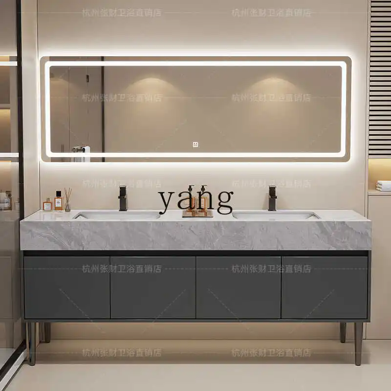 LTT double basin marble floor-to-ceiling bathroom cabinet combination public toilet wash basin