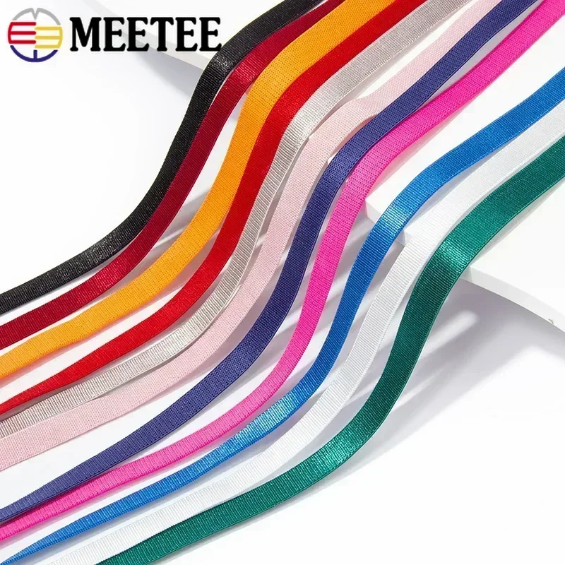 10/20/50M Meetee 6-15mm Spandex Elastic Bands Bra Shoulder Straps Soft Elasticity Webbing for Underwear DIY Sewing Accessories