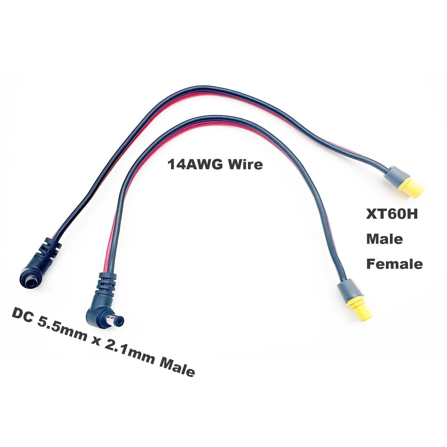 XT60H Connector to Female DC 5.5mm X 2.1mm Power Charging Cable for Drones,RC Cars,Batteries & DC Power Supply,Double-Layer PVC