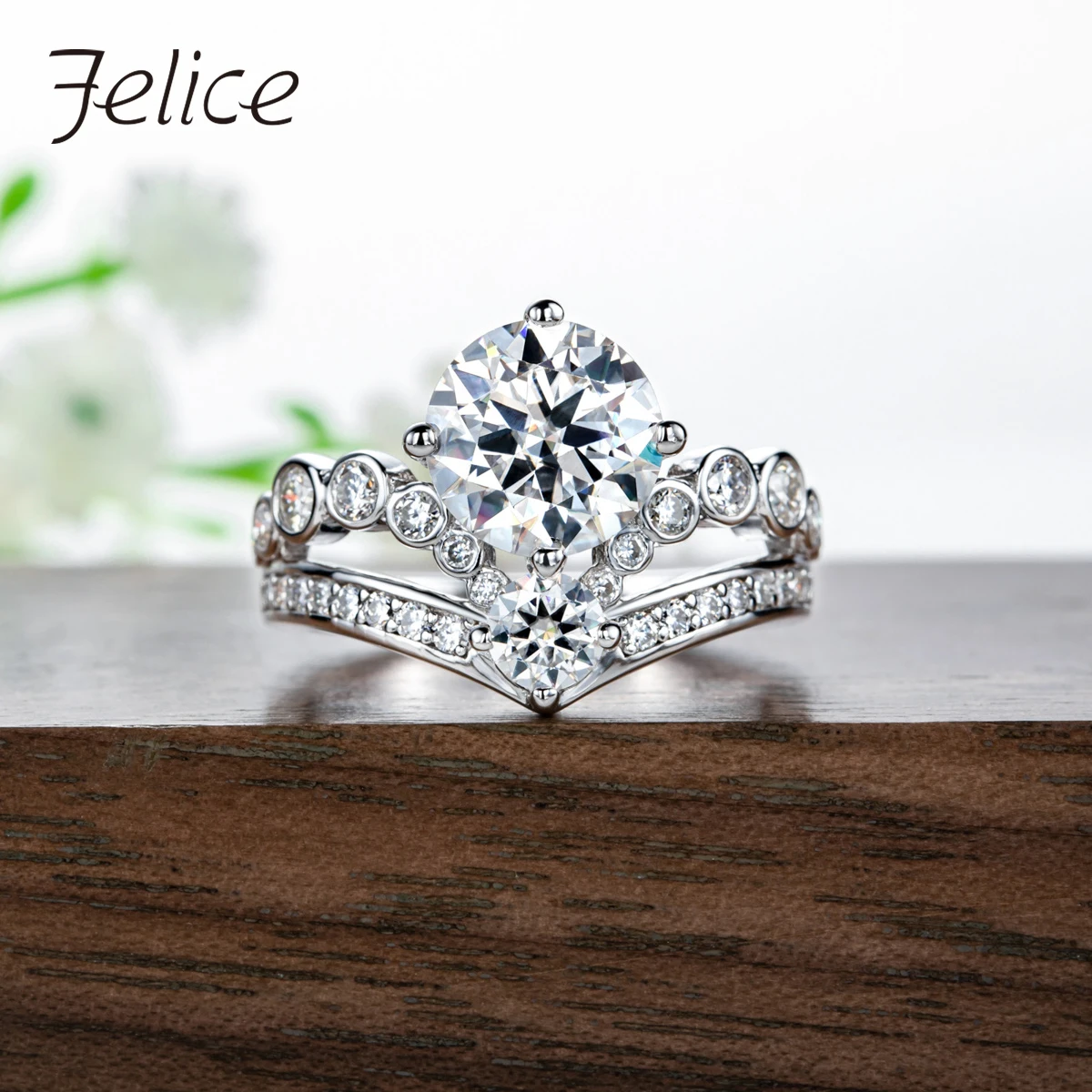 

Felice 3ct D Color Moissanite Crown Engagement Ring 925 Sterling Silver Promise Rings Anniversary Rings for Women Jewelry