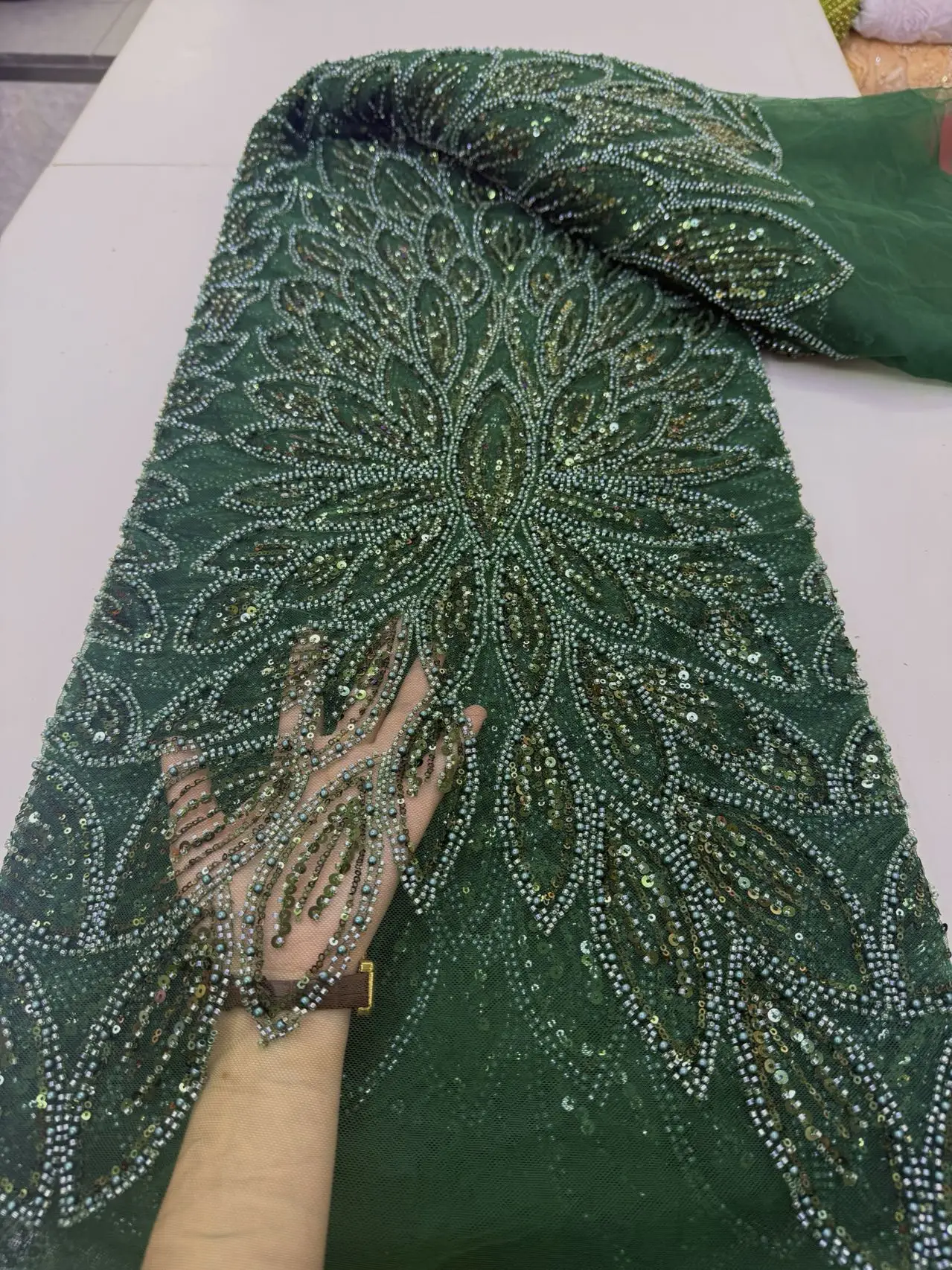 

2025 Высокое качество африканский нигерийский тюль кружевная ткань с блестками вышивка французский гипюр свадебное платье с бисером 5 ярдов jy469