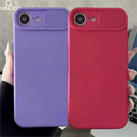 Soft Silicone Slide Camera Protection Case for iPhone 16 16E 15 14 13 12 11 Pro Max Plus X XS XR SE4 Mini TPU Shockproof Cover