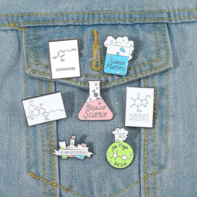 I\'m Very Into Science Enamel Pins Custom Molecular Brooches Like Magic But Real Lapel Badges Scientist Jewelry Gift for Friends