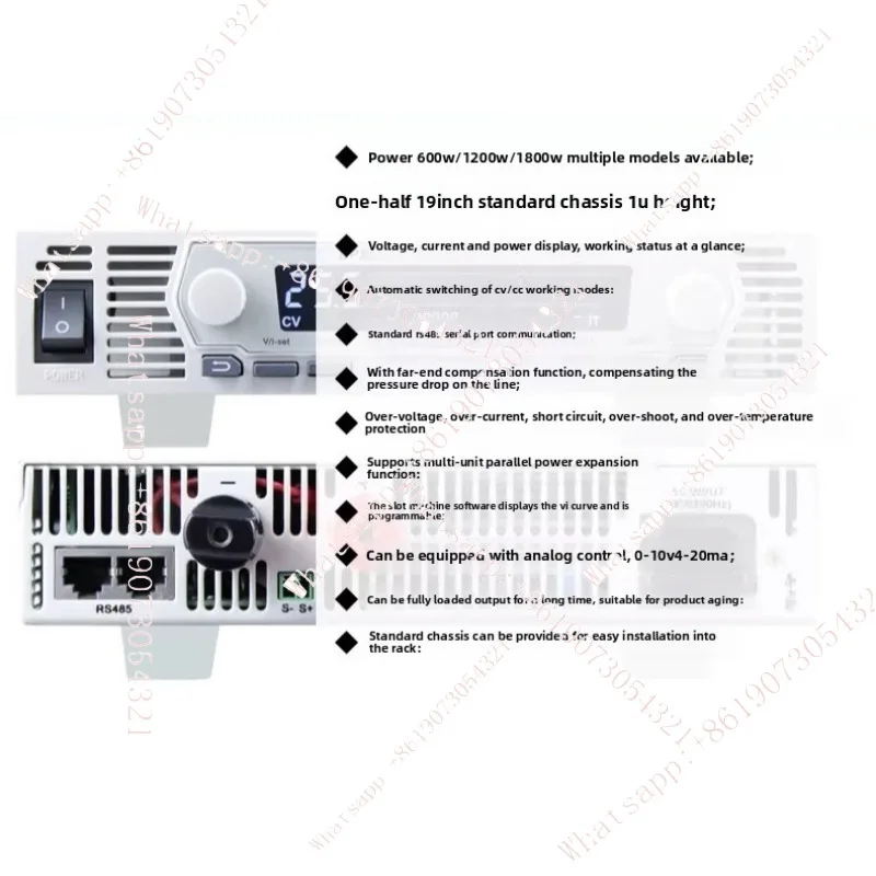 

Регулируемый источник питания постоянного тока с программируемой регулировкой напряжения и тока, 1U, полувысокий, мощность 1800 Вт