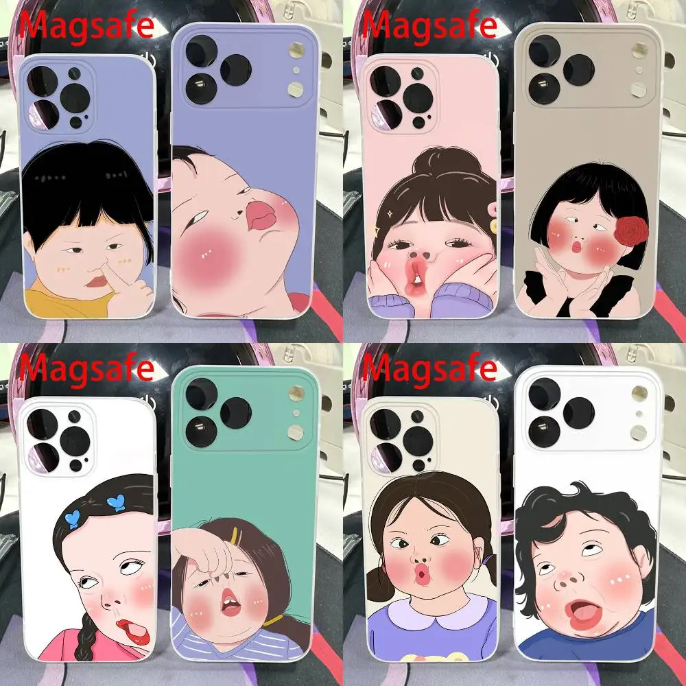 

Funny Ugly Cute Girl Boy Phone Case For iPhone 14,16,15,11,13,17,12,Air,Mini,Plus,E,Pro,Max Magnetic Magsafe Frosted Cover