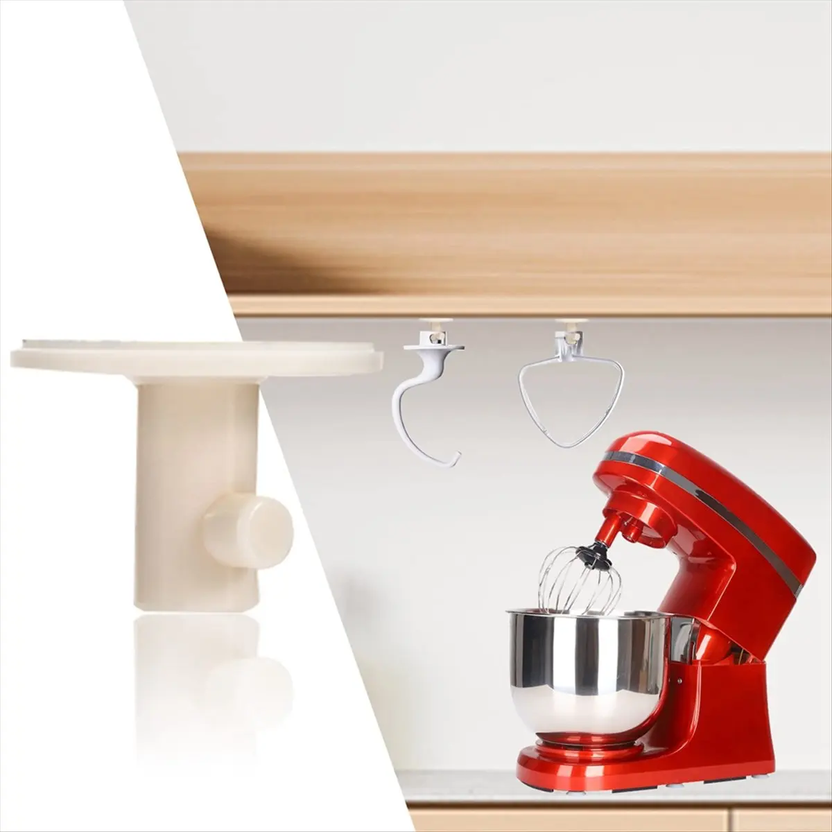 (ABUB) 4Pcs Stand Mixer Holders, Kitchen Storage Organizer with Screw-In Mixer Attachments Organizer