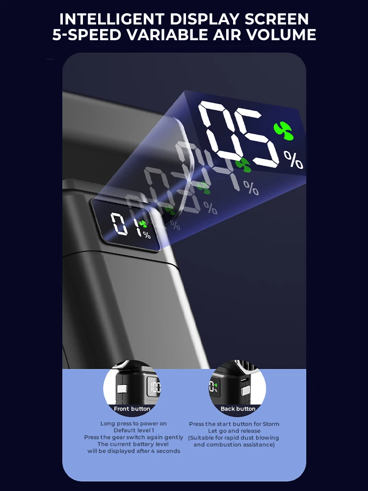 650000RPM Turbofan High Power Jet Fan Brushless Motor Air Vacuum Cleaner Brushless Jet Blower With Power Display For Compu Clean