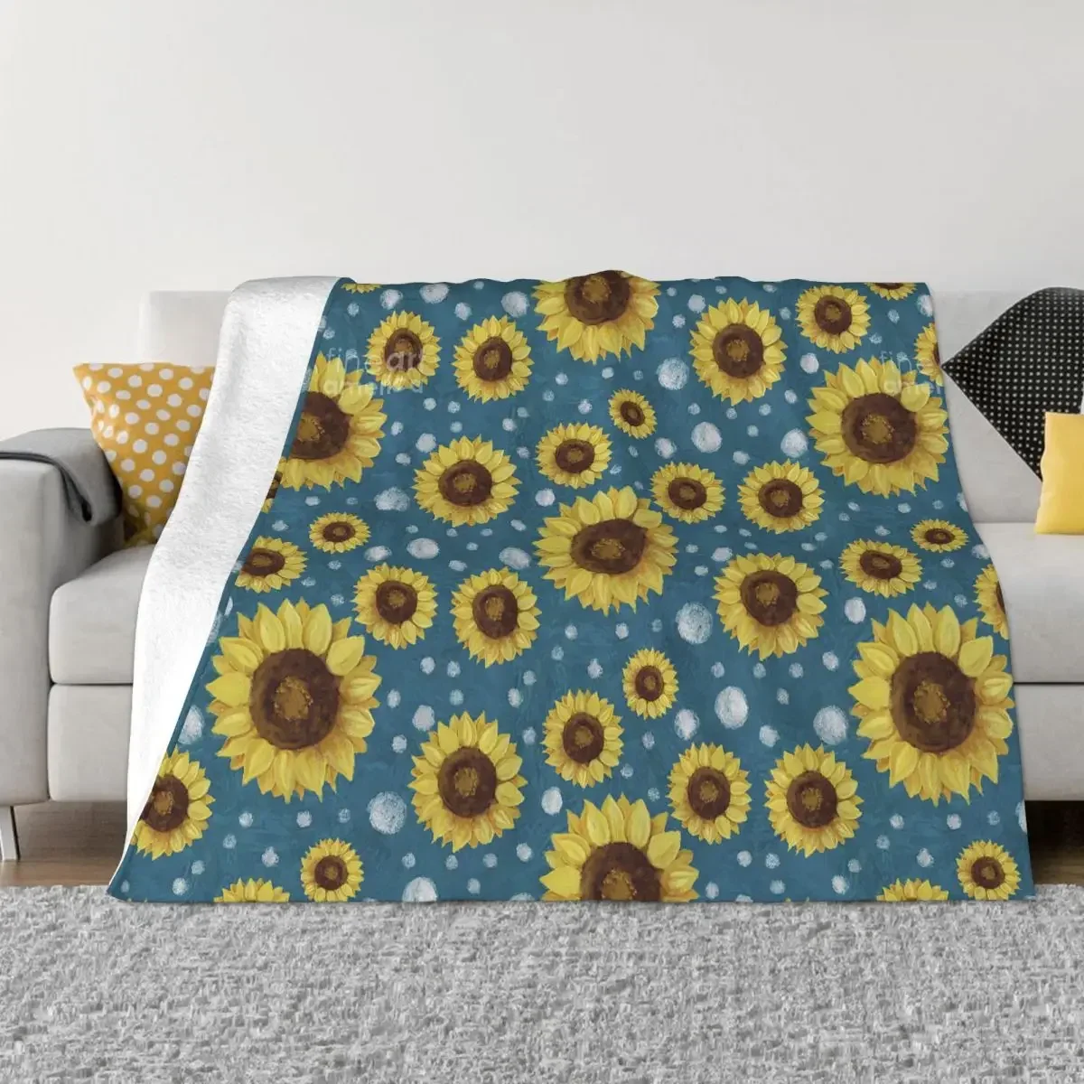 

Vintage Sunflower Pattern Blankets Bohemian Flannel Novelty Warm Throw Blanket for Coverlet All Season