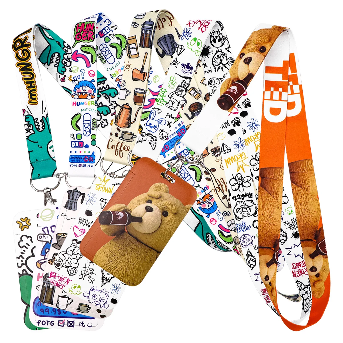 

Funny Dinosaur Lanyards for Keys Coffee Neck Strap ID Card Cell Phone Straps Bear Badge Holder Hang Rope Keychain Accessories