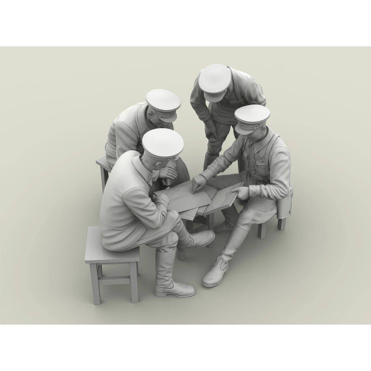 Kit de modelo sin pintar de resina 1/35, reunión de generales y comandantes del Ejército Rojo (4 personas) GK sin montar y sin pintar